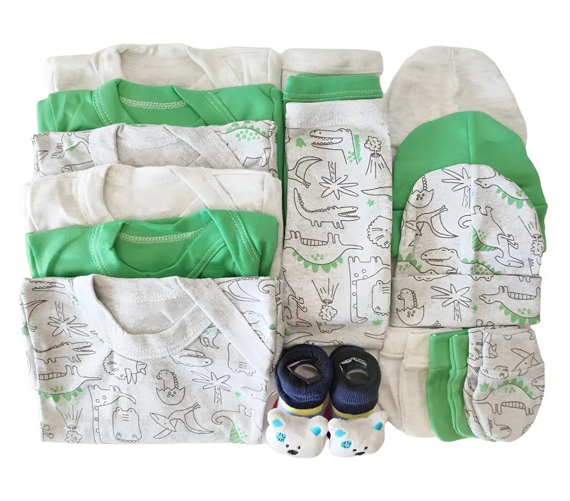 Set Ajuar Verde *Dino 0-3 meses Algodón