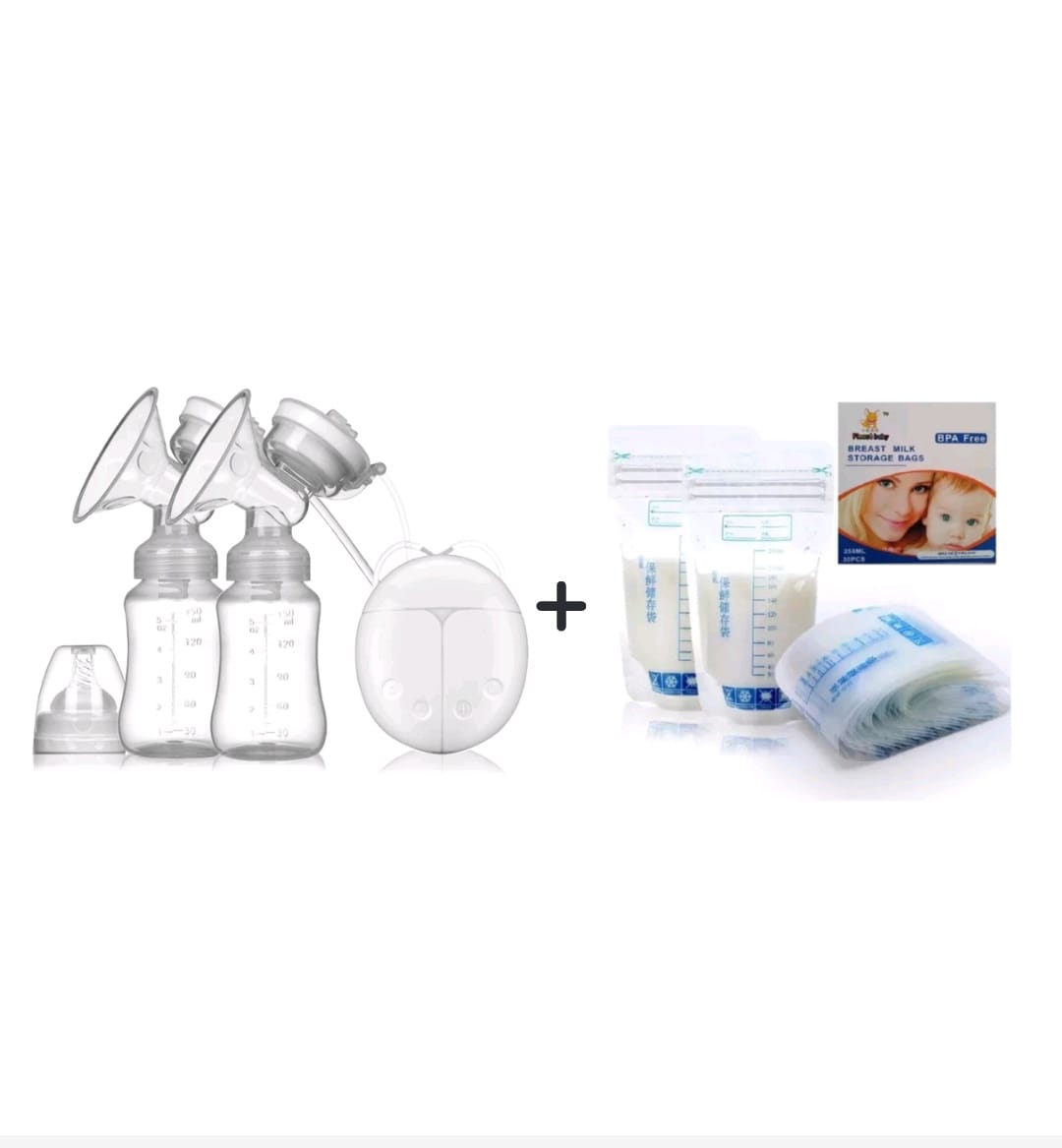 Extractor Leche Materna Eléctrico Doble + 30 Bolsas de Almacenar