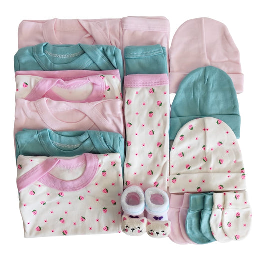 Set Ajuar Pastel*Frutillas Niña 0-3 meses Algodón