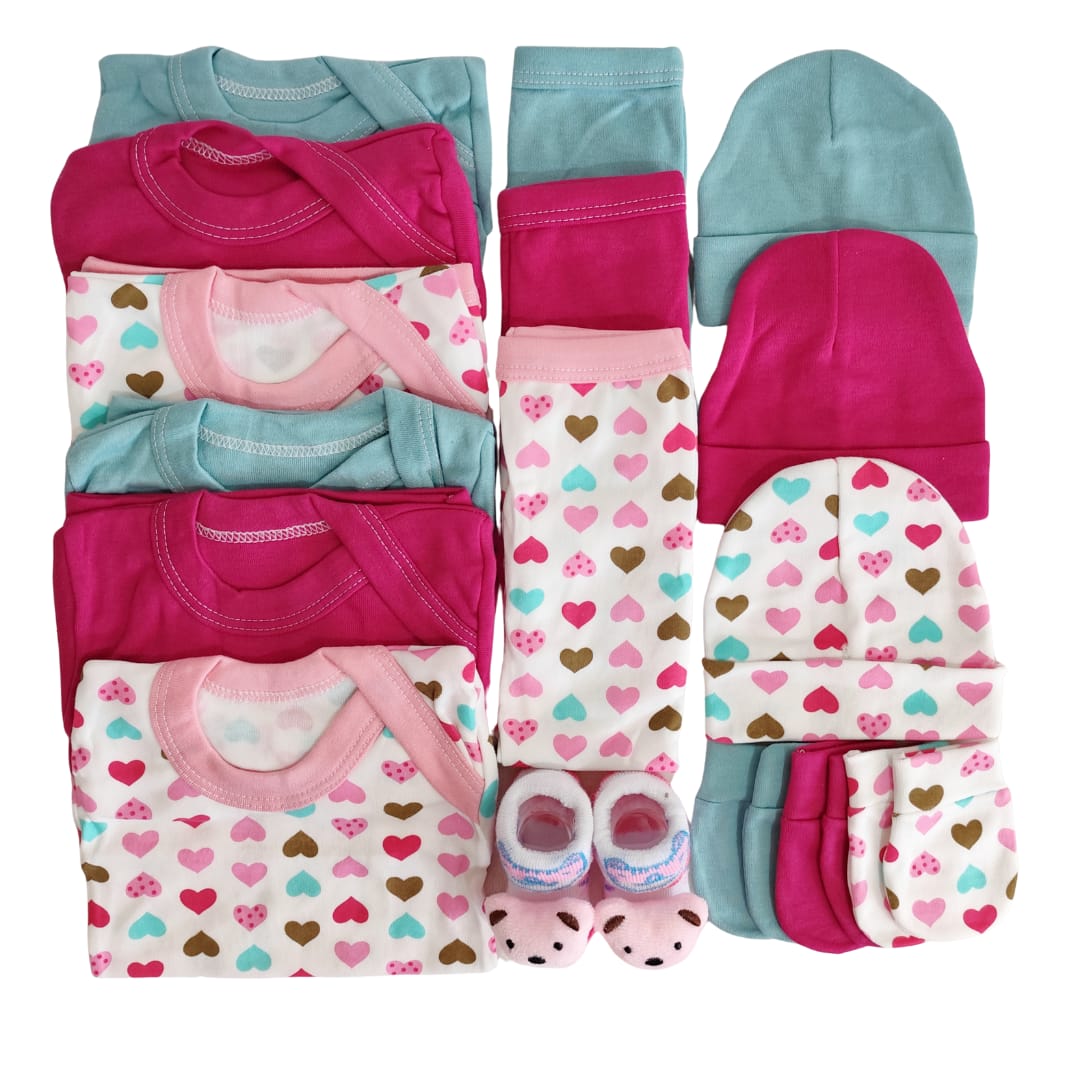 Set Ajuar fucsia*Colorido Niña 0-3 meses Algodón