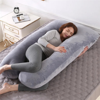 Cojín Almohada Maternal U + Funda Suave - Rosa y Gris