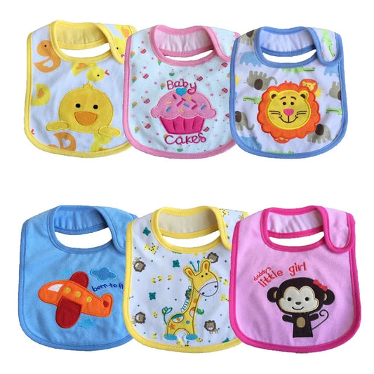Set 6 Unid Baberos Bordados Impermeable 3 Capas Niño – Niña