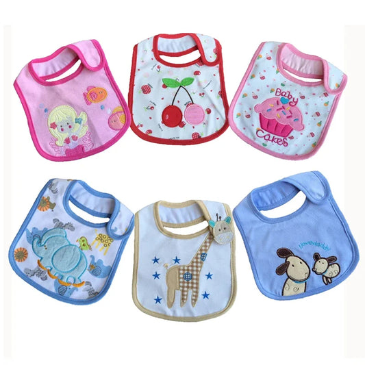 Set 6 Unid Baberos Bordados Impermeable 3 Capas Niño – Niña