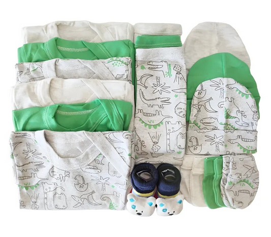 Set Ajuar Verde *Dino 0-3 meses Algodón