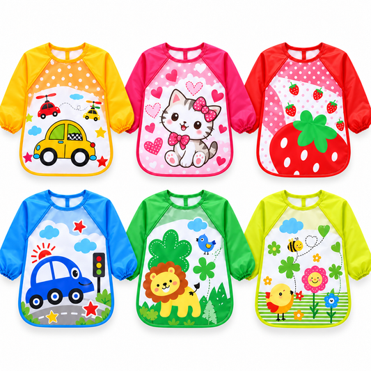 Set de 6 Baberos Manga Larga Impermeable