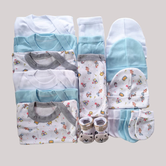 Set Ajuar Circo Gris Celeste 0-3 Meses