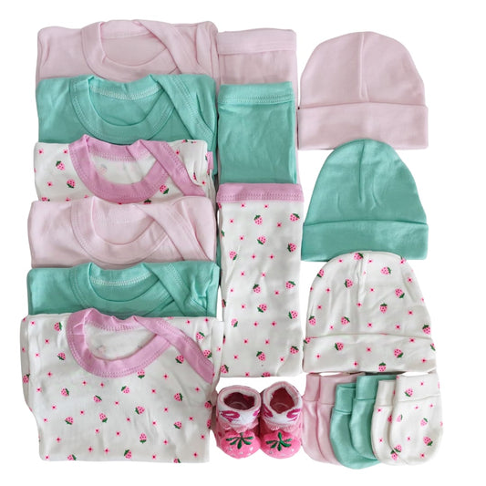 Set Ajuar Pastel*Frutillas Niña 0-3 meses Algodón