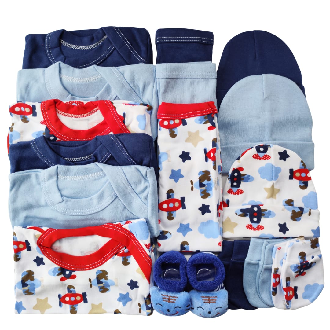 Set Ajuar Azul *Aviones Niño 0-3 meses Algodón