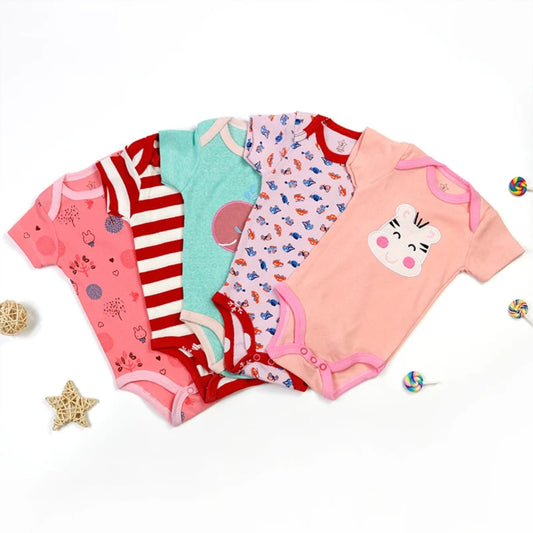 Kit de Niña- Niño 5 Bodys Manga Corta 100% Algodón