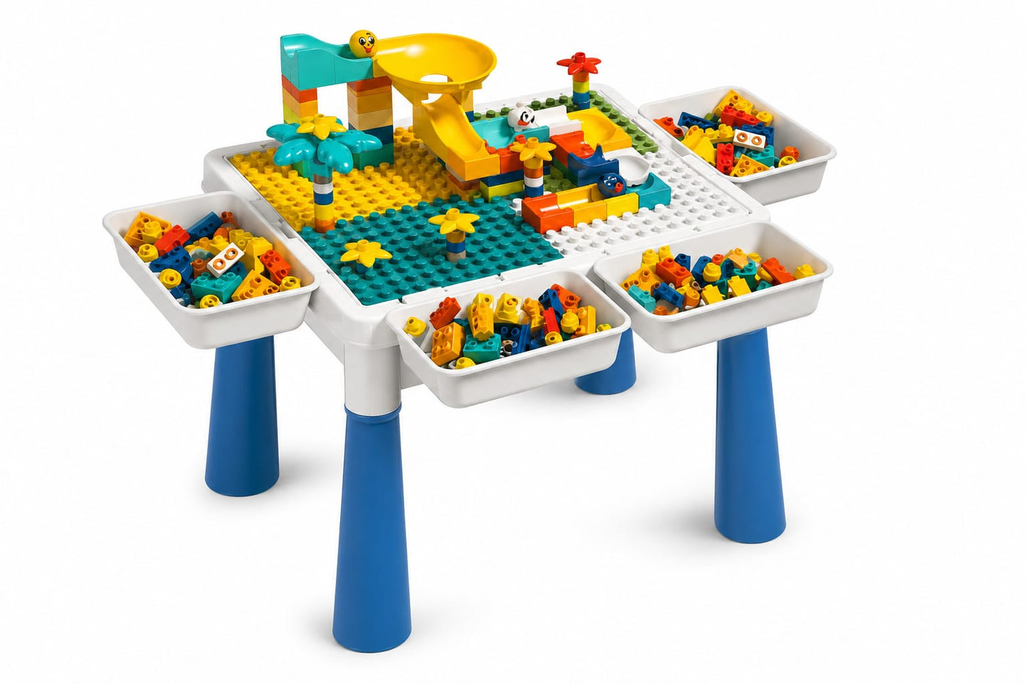 Mesa de Construcción Infantil 3 en 1 con Bloques y Organizadores
