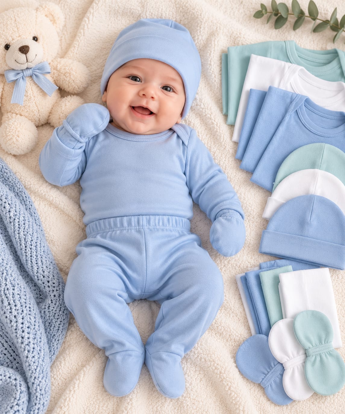 Pack 3 Ajuares Lisos 0–3 meses · 15 piezas | Momsi