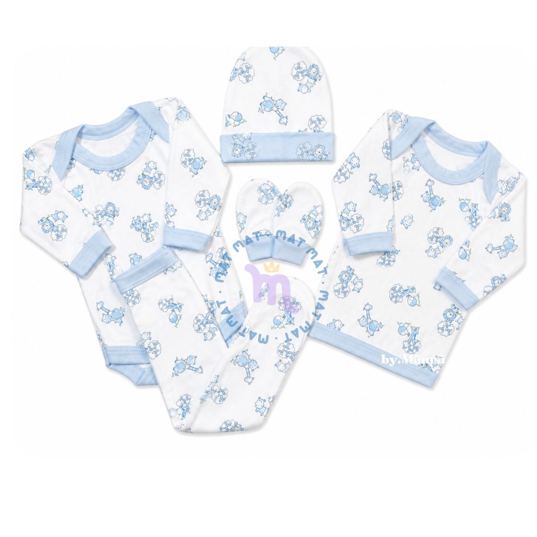 Set Ajuar Celeste *Elefante 0-3 meses Algodón
