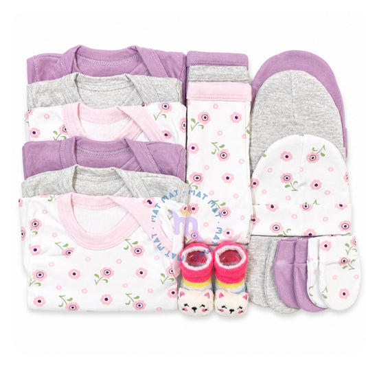 Set Ajuar Rosa*Flores Niña 0-3 meses Algodón