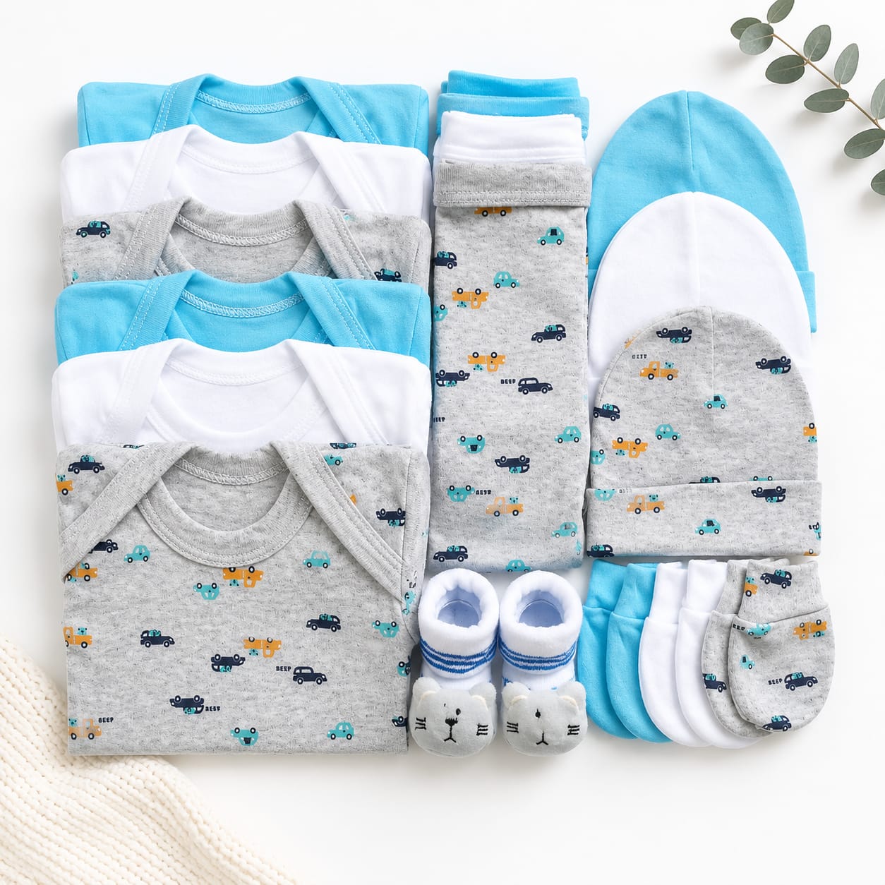 Ajuar Set De Nacimiento Bebé Niño 0-3 Meses ( 15 Piezas).