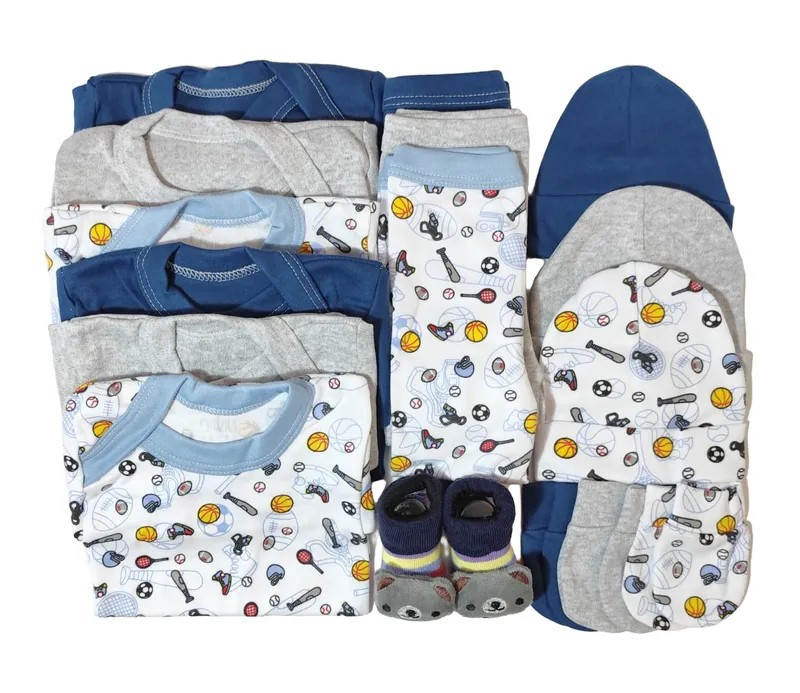 Set Ajuar Azul *Deportes 0-3 meses Algodón