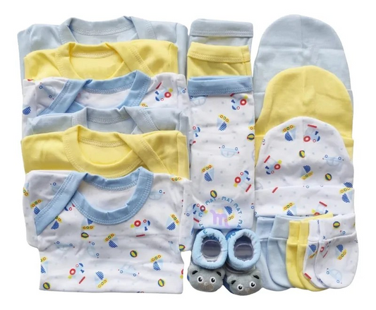 Set Ajuar Celeste* Marino Autos 0-3 meses Algodón